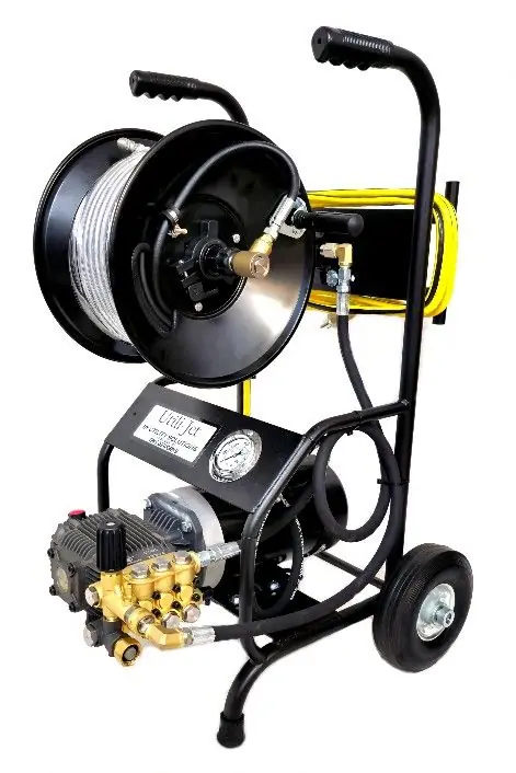 Professional drain cleaning equipment for sewer line blockages